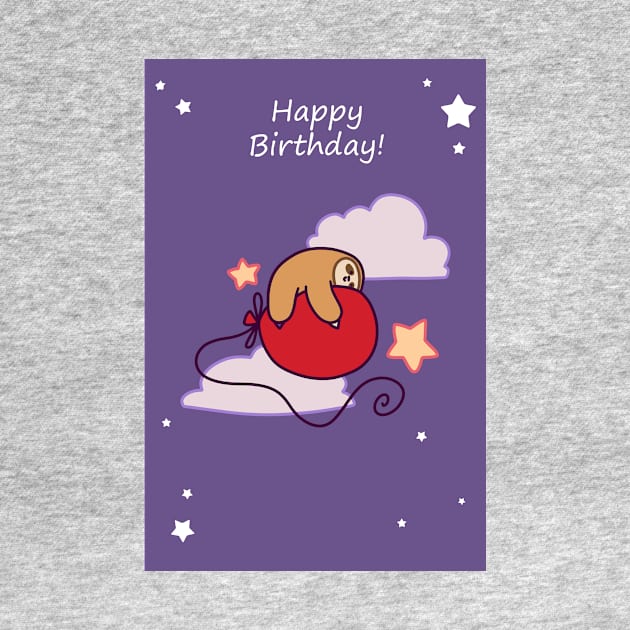 Happy Birthday Cloud Balloon Sloth by saradaboru